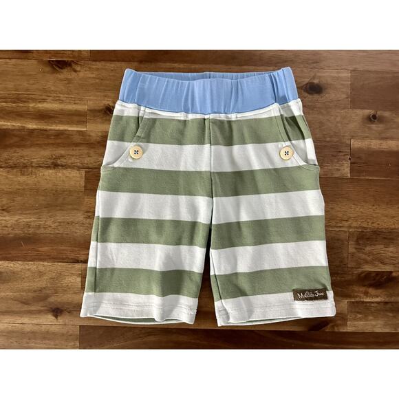 Matilda Jane Camp MJC Green Blue Stripes Win It Straightees Capri Cropped Knit 2 - Picture 2 of 5